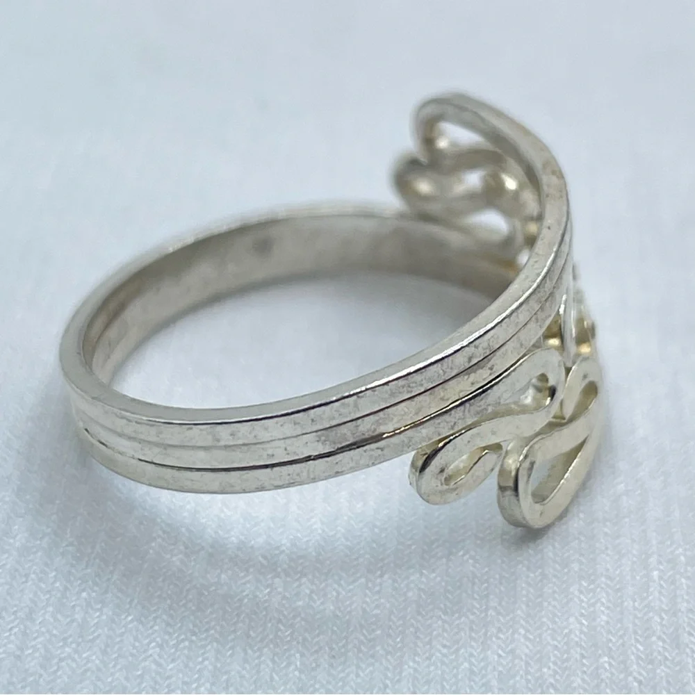 Vintage Taxco Mexico Silver Ring Scroll Openwork Band Boho Southwestern